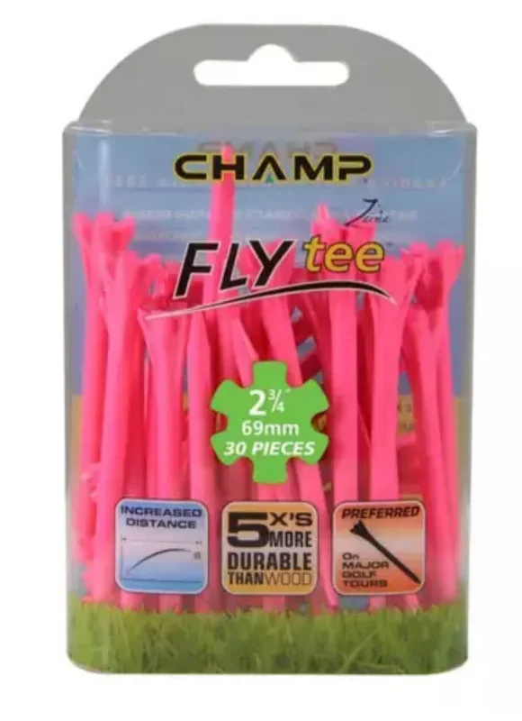 2 3/4″ Pink Champ Fly Tees -30 Pack