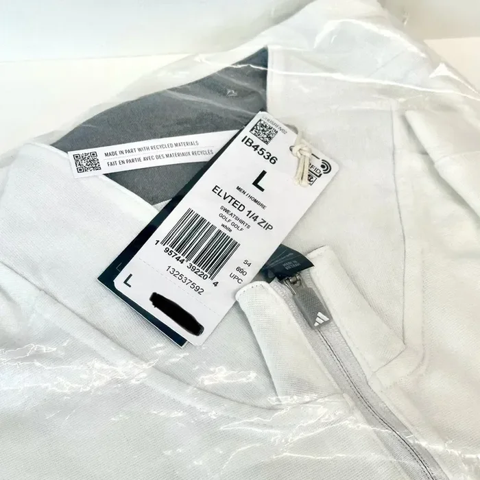 Adidas Elevated Quarter Zip – White – Large – New!
