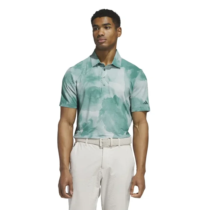 Adidas Men’s Tour Print Polo 25 – Collegiate Green/Wonder Silver