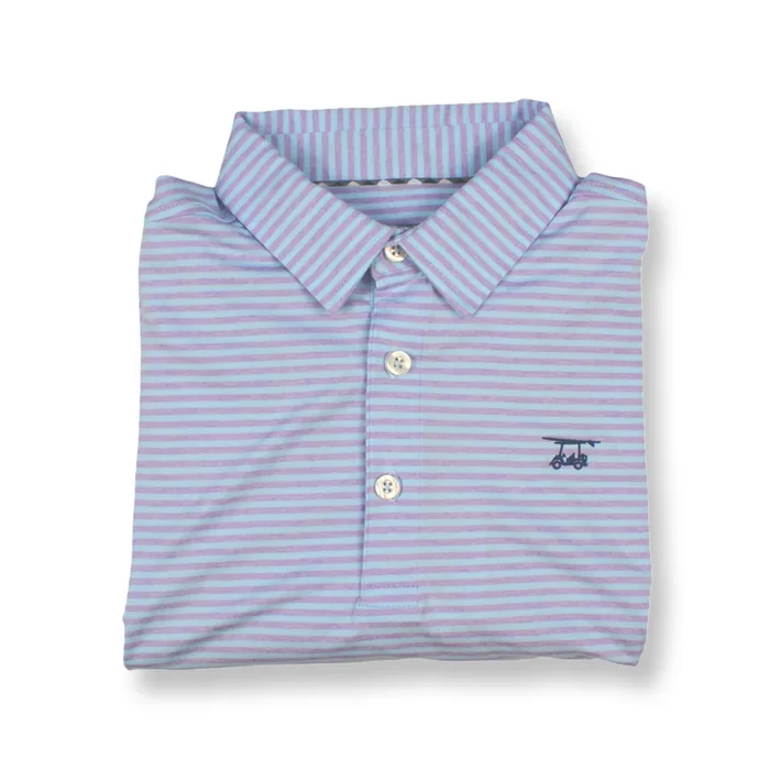Albatross Polo – Heather Lavender w/ Seaglass Stripe – Bald Head Blues