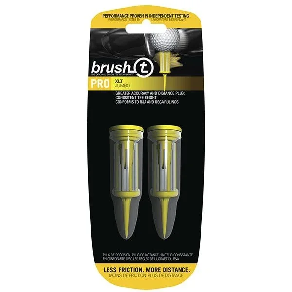Brush T Bristle 3.125″ XLT Golf Tees – Yellow – 2 Tees (w/ 2 Ball Markers)