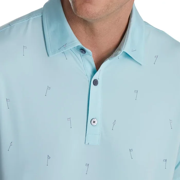 FootJoy 18 Holes Print Lisle Self Collar Polo