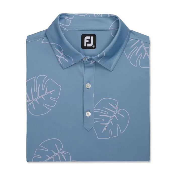 FootJoy Jungle Leaf Print Lisle Self Collar Polo