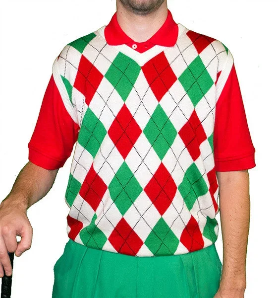 Golf Knickers: Men’s Argyle Sweater Vest – White/Lime/Red