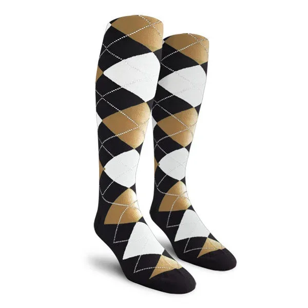 Golf Knickers: Men’s Over-The-Calf Argyle Socks – Black/Khaki/White