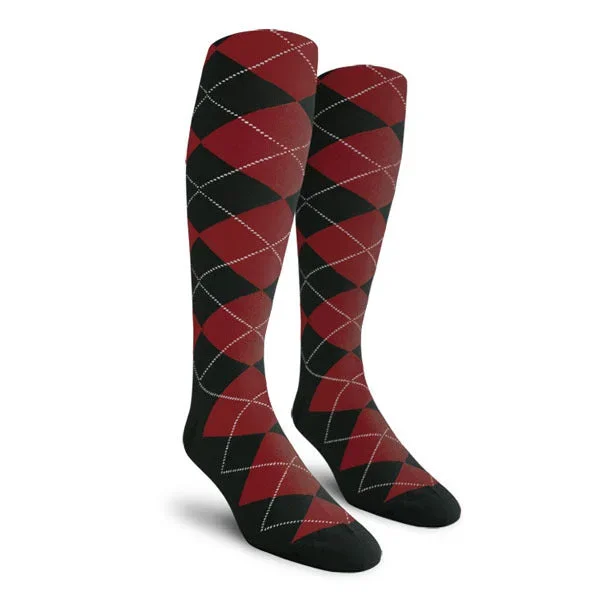 Golf Knickers: Men’s Over-The-Calf Argyle Socks – Black/Maroon