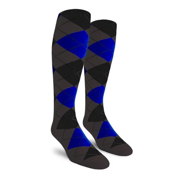 Golf Knickers: Men’s Over-The-Calf Argyle Socks – Charcoal/Black/Royal