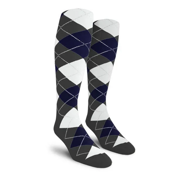 Golf Knickers: Men’s Over-The-Calf Argyle Socks – Charcoal/Navy/White