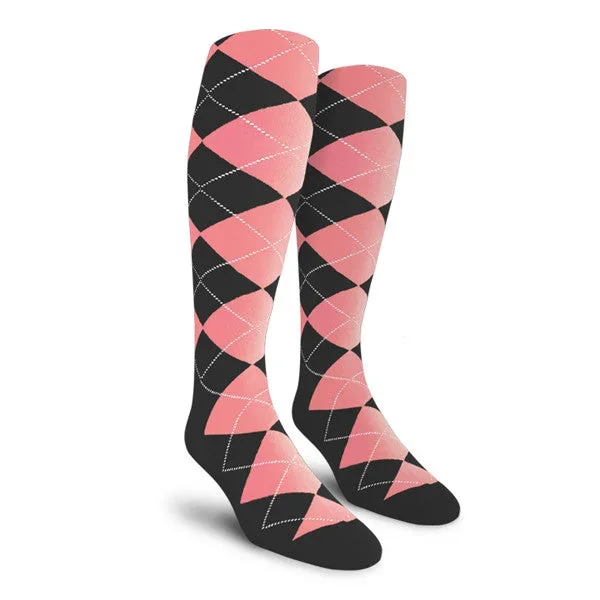 Golf Knickers: Men’s Over-The-Calf Argyle Socks – Charcoal/Pink