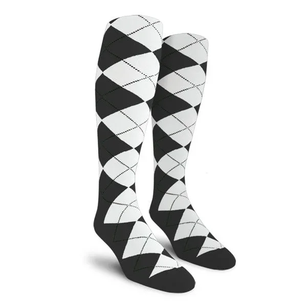 Golf Knickers: Men’s Over-The-Calf Argyle Socks – Charcoal/White