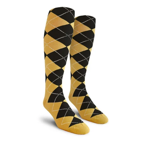 Golf Knickers: Men’s Over-The-Calf Argyle Socks – Gold/Black