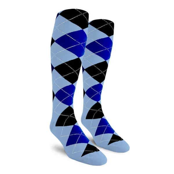 Golf Knickers: Men’s Over-The-Calf Argyle Socks – Light Blue/Royal/Black