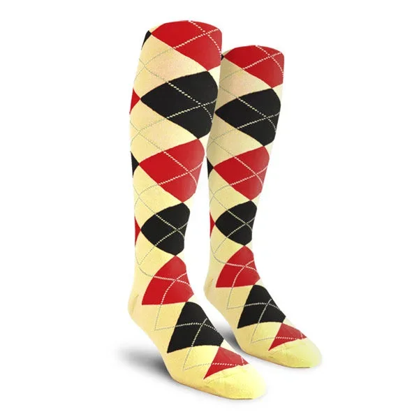 Golf Knickers: Men’s Over-The-Calf Argyle Socks – Natural/Black/Red