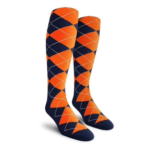 Golf Knickers: Men’s Over-The-Calf Argyle Socks – Navy/Orange
