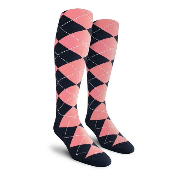 Golf Knickers: Men’s Over-The-Calf Argyle Socks – Navy/Pink