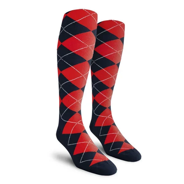Golf Knickers: Men’s Over-The-Calf Argyle Socks – Navy/Red