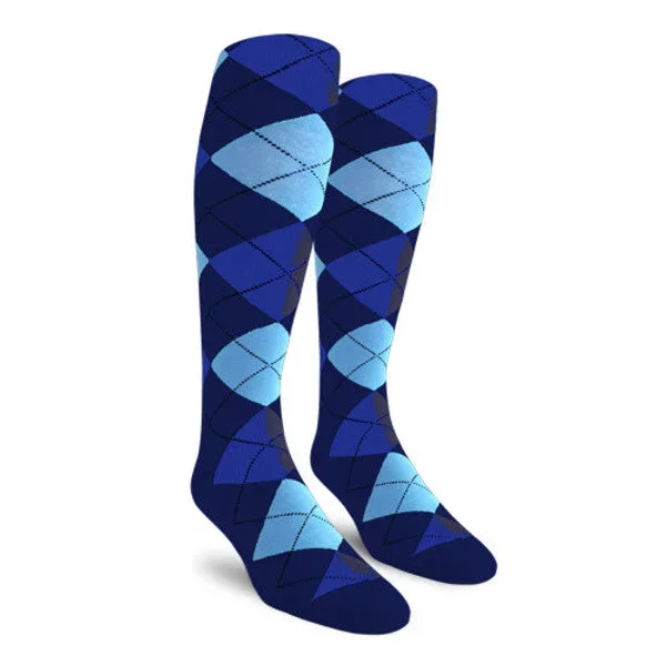 Golf Knickers: Men’s Over-The-Calf Argyle Socks – Navy/Royal/Light Blue
