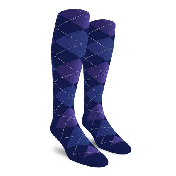 Golf Knickers: Men’s Over-The-Calf Argyle Socks – Navy/Royal/Purple