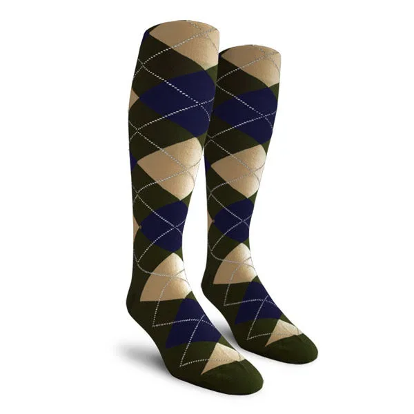 Golf Knickers: Men’s Over-The-Calf Argyle Socks – Olive/Navy/Khaki