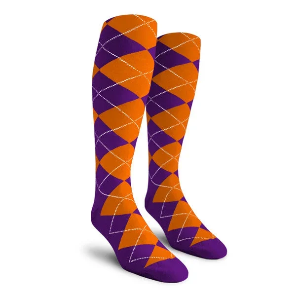 Golf Knickers: Men’s Over-The-Calf Argyle Socks – Purple/Orange