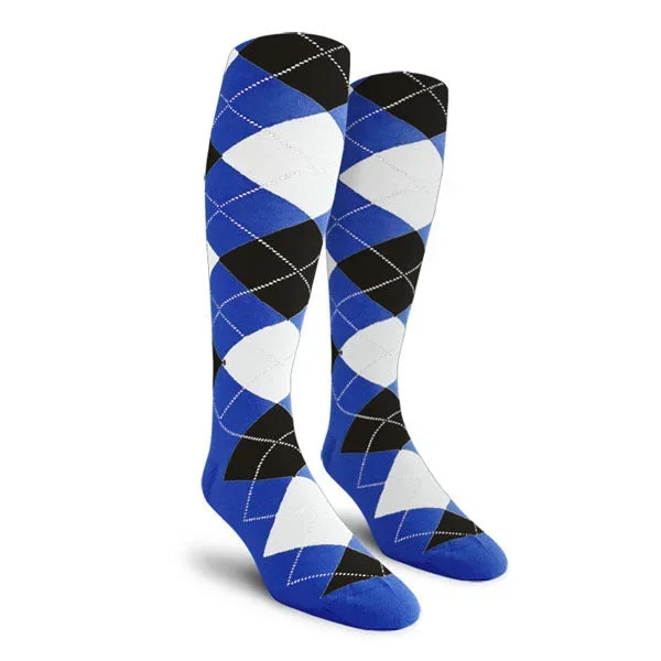 Golf Knickers: Men’s Over-The-Calf Argyle Socks – Royal/Black/White