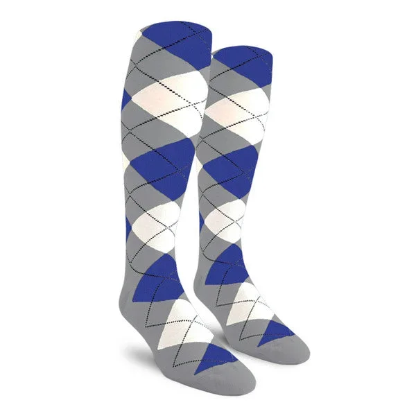 Golf Knickers: Men’s Over-The-Calf Argyle Socks – Taupe/White/Royal