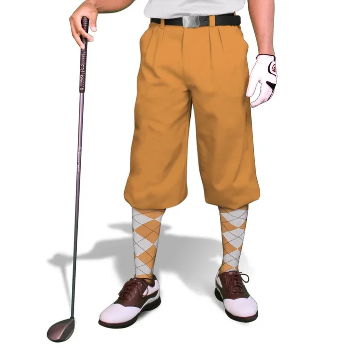 Golf Knickers: Mens ‘Par 3’ Microfiber Golf Knickers – Gold