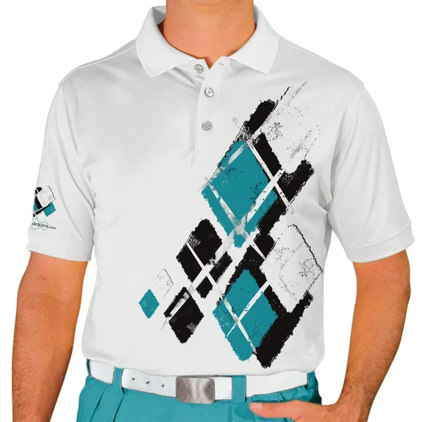 Golf Knickers: Mens Argyle Utopia Golf Shirt – 6C: Black/Teal/White