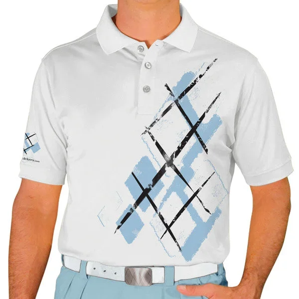 Golf Knickers: Mens Argyle Utopia Golf Shirt – EE: Light Blue/White