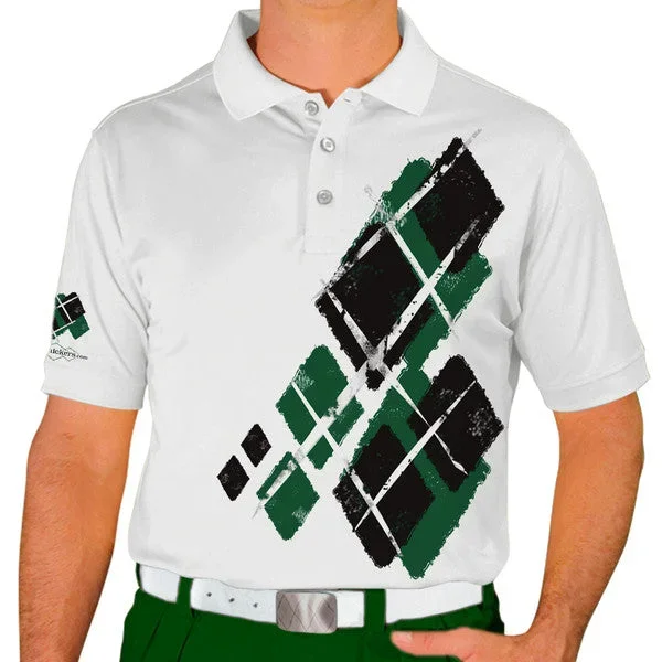 Golf Knickers: Mens Argyle Utopia Golf Shirt – GG: Dark Green/Black