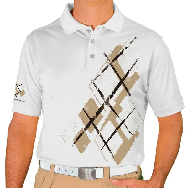 Golf Knickers: Mens Argyle Utopia Golf Shirt – GGG: Khaki/White