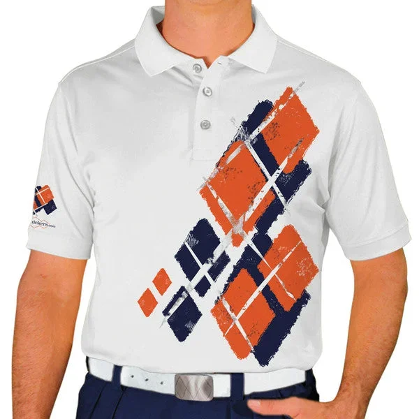 Golf Knickers: Mens Argyle Utopia Golf Shirt – HH: Navy/Orange