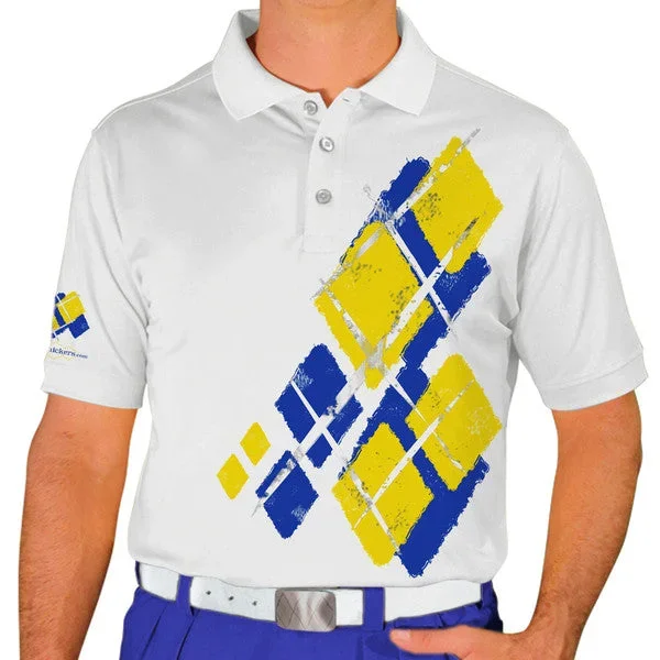 Golf Knickers: Mens Argyle Utopia Golf Shirt – II: Royal/Yellow