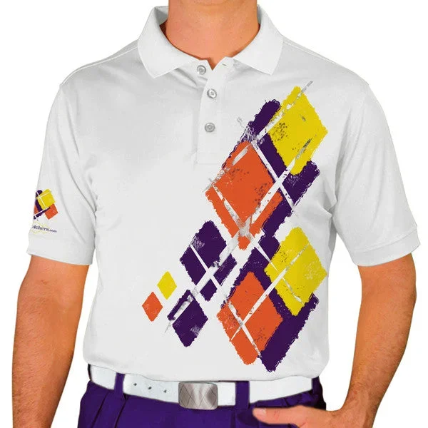 Golf Knickers: Mens Argyle Utopia Golf Shirt – IIII: Purple/Orange/Yellow