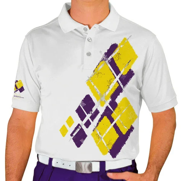 Golf Knickers: Mens Argyle Utopia Golf Shirt – JJ: Purple/Yellow