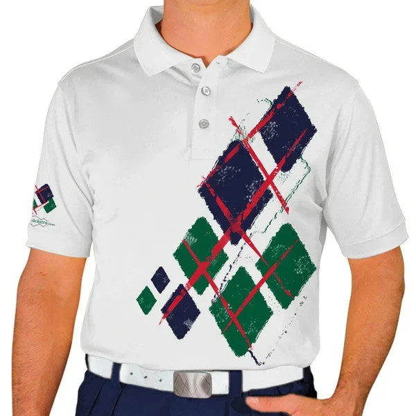 Golf Knickers: Mens Argyle Utopia Golf Shirt – JJJ: White/Dark Green/Navy