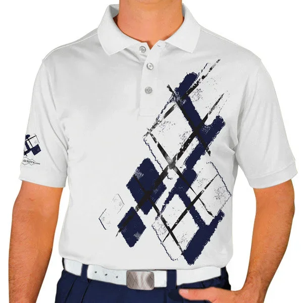 Golf Knickers: Mens Argyle Utopia Golf Shirt – M: Navy/White