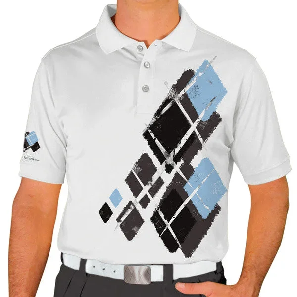 Golf Knickers: Mens Argyle Utopia Golf Shirt – VVVV: Charcoal/Black/Light Blue