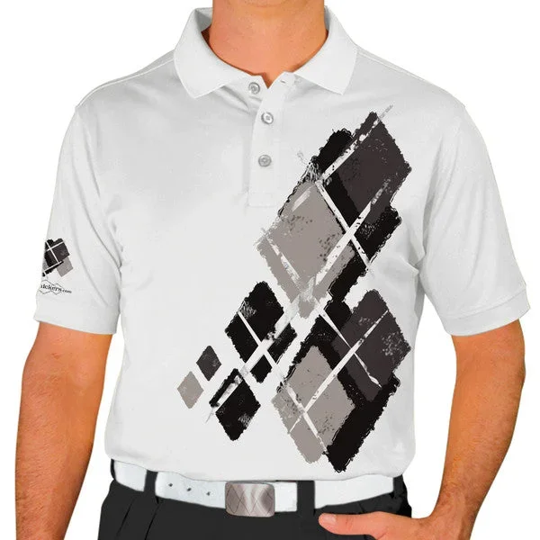 Golf Knickers: Mens Argyle Utopia Golf Shirt – W: Black/Taupe/Charcoal