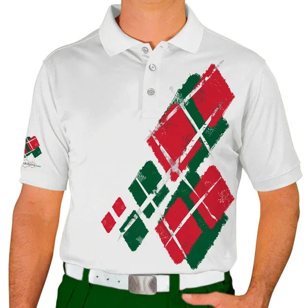 Golf Knickers: Mens Argyle Utopia Golf Shirt – WW: Dark Green/Red