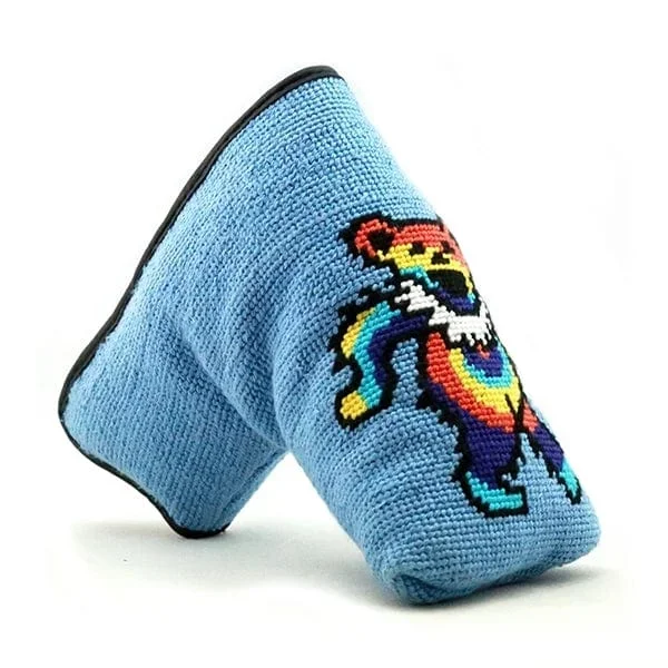 Grateful Dead Blade Putter Cover – Light Blue with Black Leather