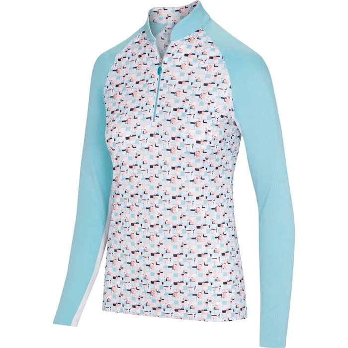 Greg Norman Women’s Solar XP Prism Print 1/4 Zip Stretch Mock Pullover