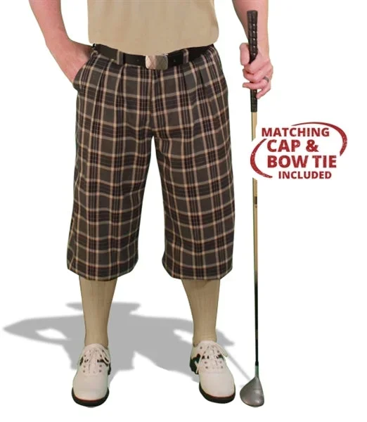 Knickers: Mens ‘Par 5’ Limited Microfiber Golf Knickers Bow Tie & Cap – Carolina