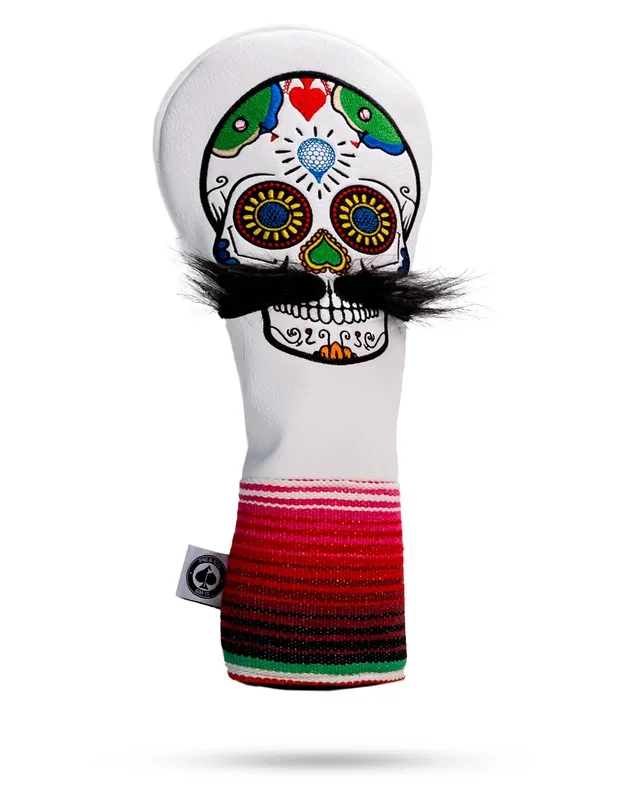 Mustache Sugar Skull – Driver Cover White