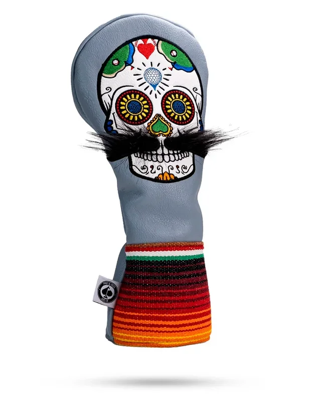 Mustache Sugar Skull – Fairway Cover Gray