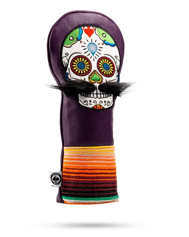 Mustache Sugar Skull – Fairway Cover Purple