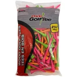 Pride Sports 2 3/4 Inch Neon Wood Golf Tees – 100 Pack