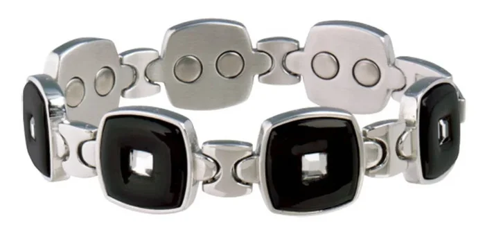 Sabona Executive Black/Stainless Gem Magnetic Bracelet – Small (6.5)