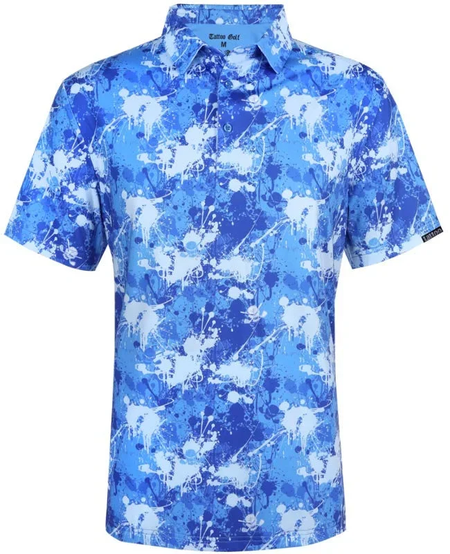 Tattoo Golf: Men’s A-Game Cool-Stretch Performance Golf Shirt – Blue