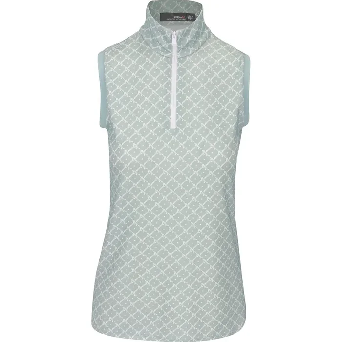 Women’s Sleeveless Lightweight Airflow 1/4 Zip Mock Novelty Print Shirt